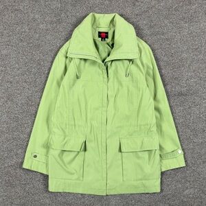 Light Green Micro Suede Lightweight Parka Jacket Womens S Full Zip Retro 90s Y2K